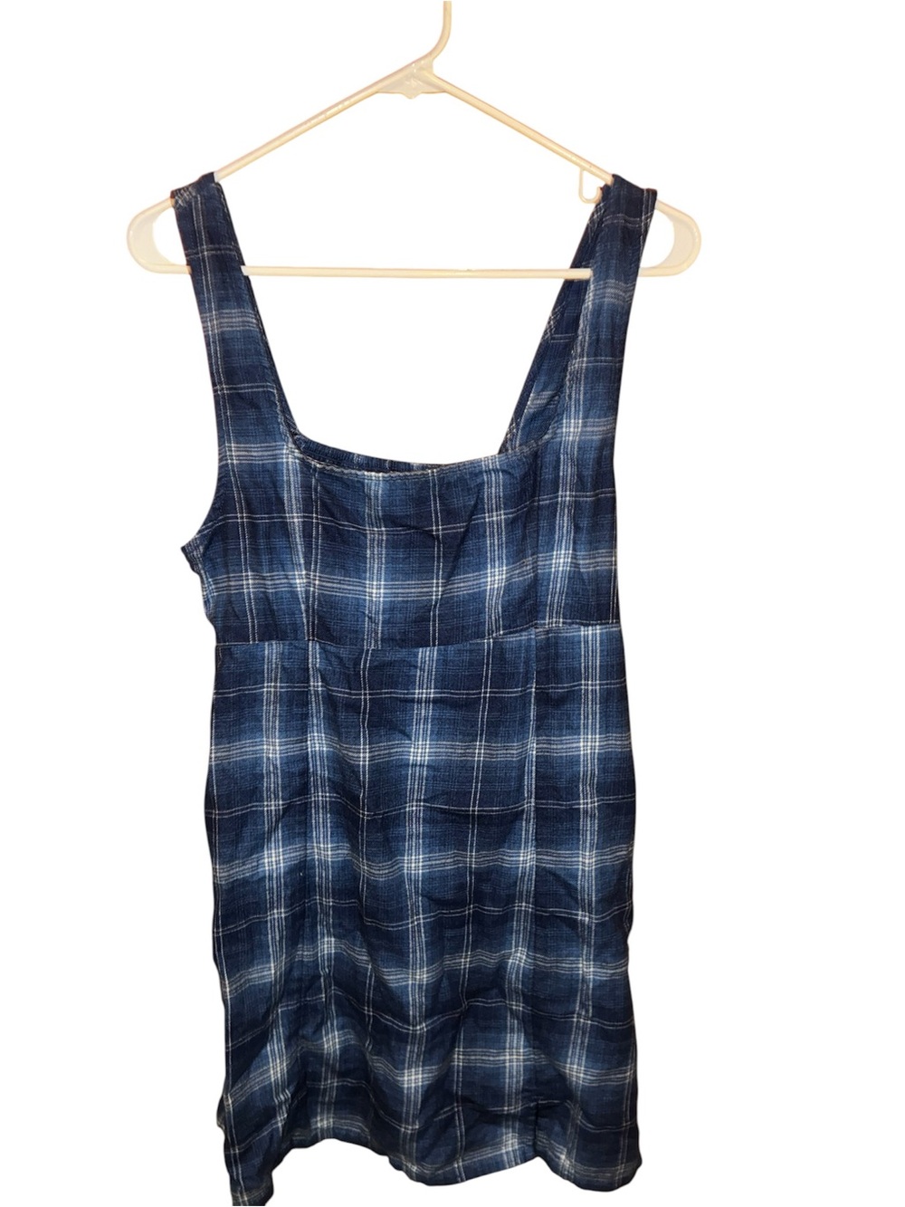 American Eagle Blue Plaid Slip Mini Dress Classic Navy Check M